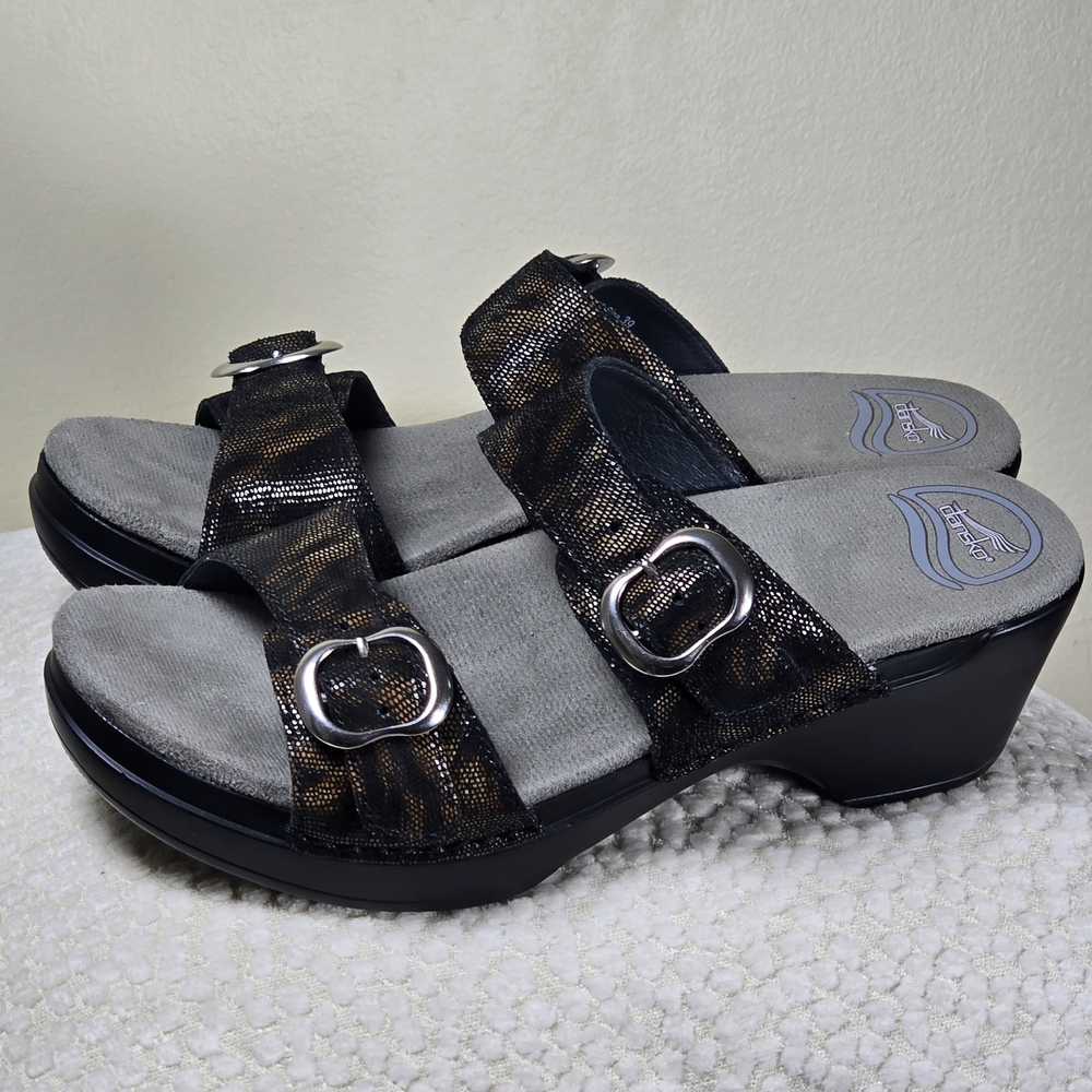 DANSKO Women's SOPHIE Sandals PYTHON Slide Wedge Heels US 8.5-9 EU 39